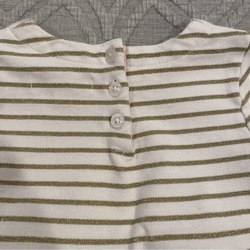 Mini Boden 2-3Y Glittery Gold Polkadots & Stripes Tulle Dress